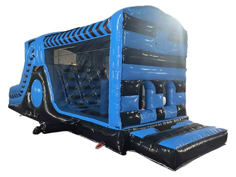 E105503 30ft Light Blue And Black Inflatable Obstacle Course - Image 1