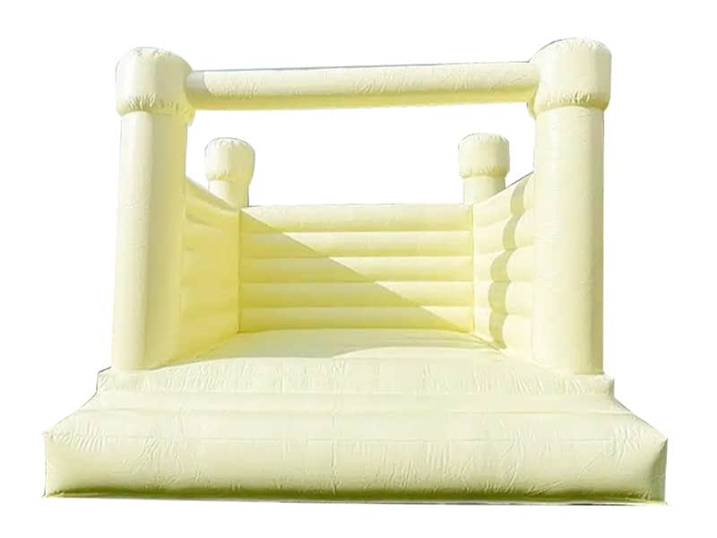 E131523 4 Post Adults Pastel Yellow Bouncy Castle - Image 1